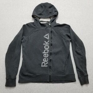 Reebok Hoodie Womens Medium Gray Long Sleeve‎ Full Zip Pockets